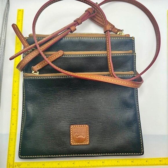 Vintage 90's Dooney & Bourke Triple Zip Florentine Black Leather Crossbody - Picture 3 of 5